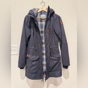Columbia Hooded Winter Coat Plaid Lined Utility Jacket Women’s XS Insulated